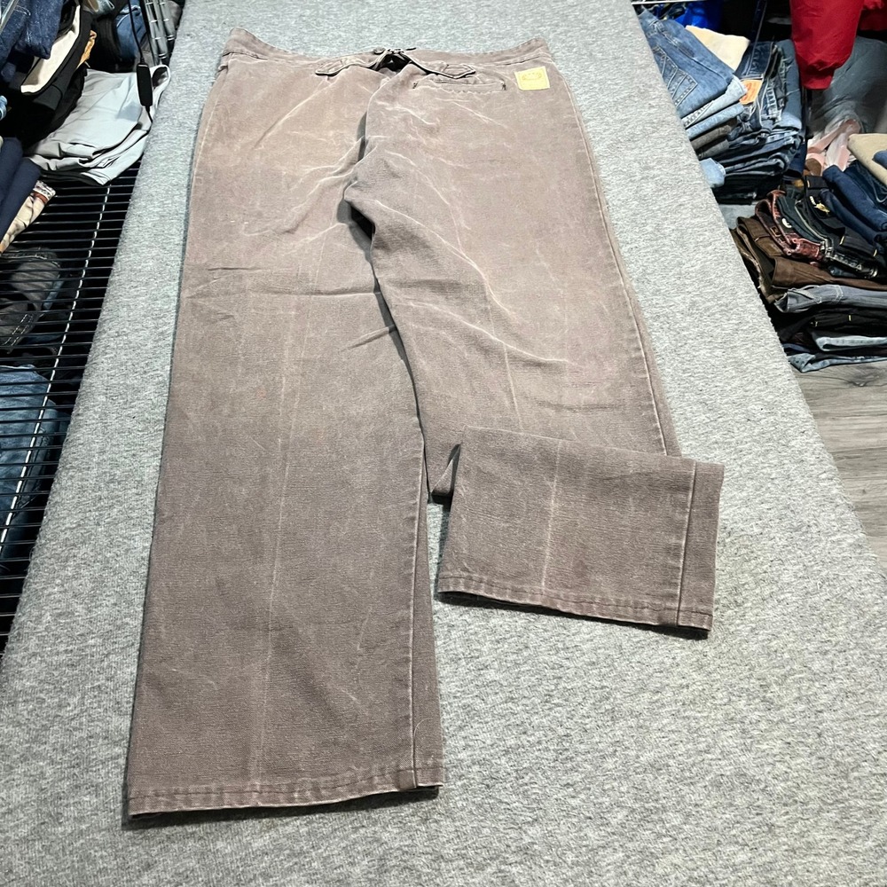 Vintage Wah Maker True West Brown Canvas Cinch Back Pants Mens 40x33 Made in USA